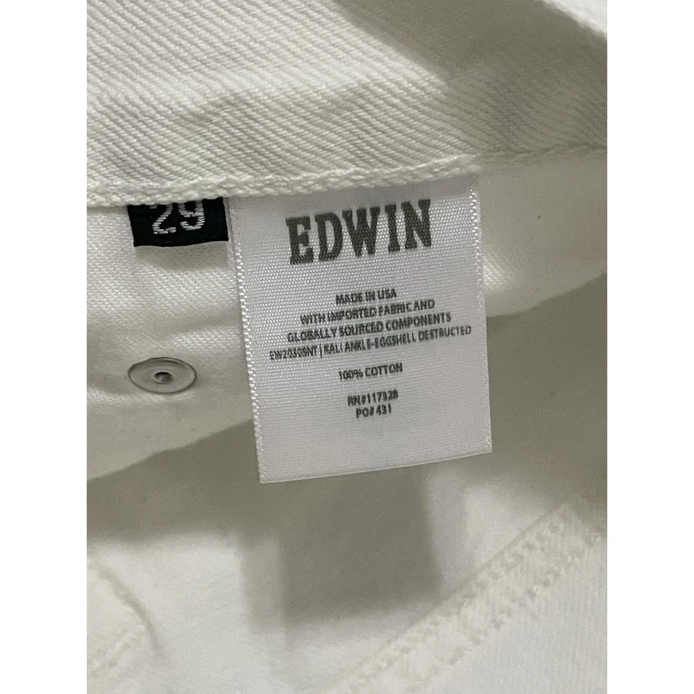 NWT Edwin Womens Kali Ankle‎ Vintage Straight Jeans 29 US 8 White Distressed
